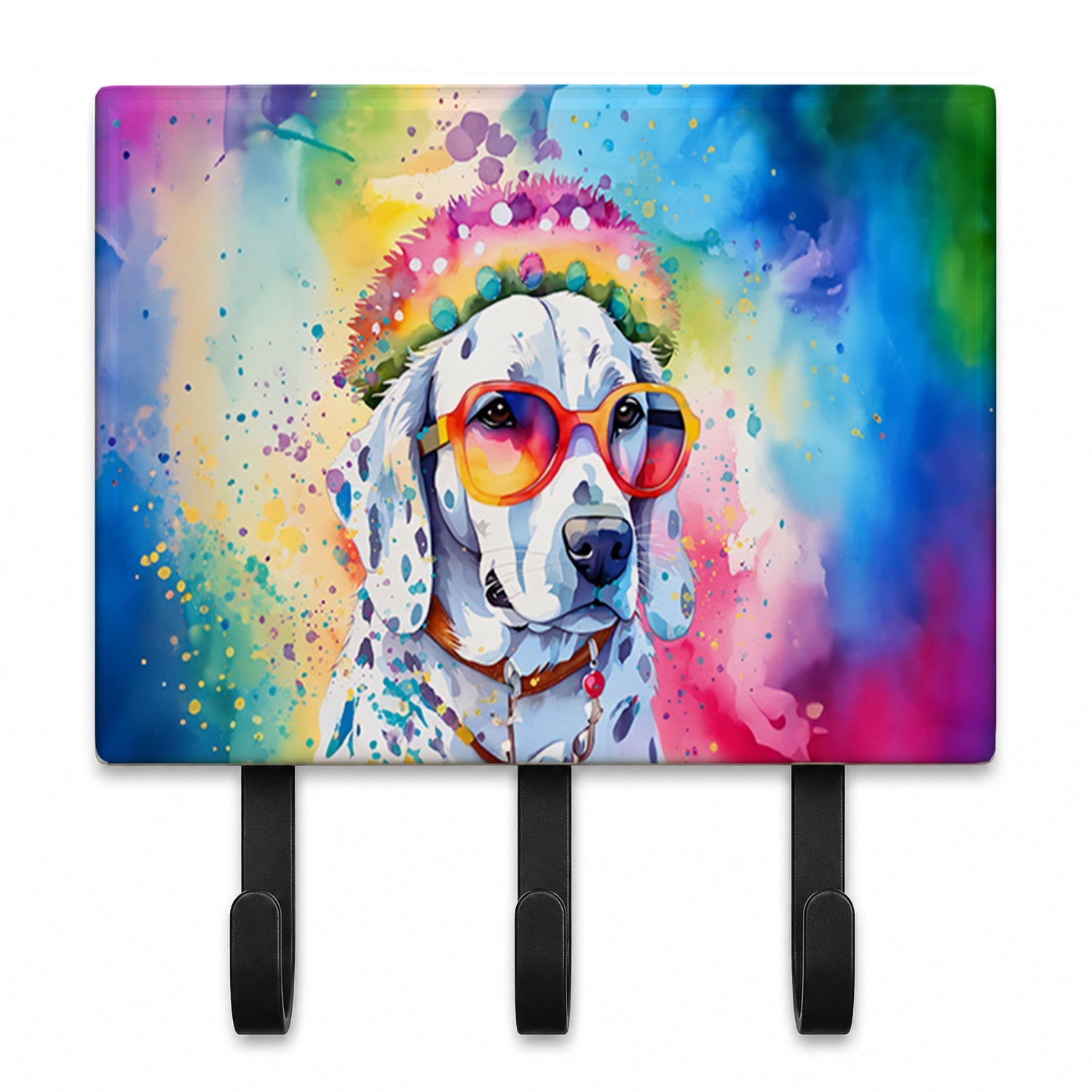 Dalmatian Hippie Dawg Leash or Key Holder Wall Hooks, Coat Rack Wall Mount, for Hanging Keys, Towels, Aprons, Leashes