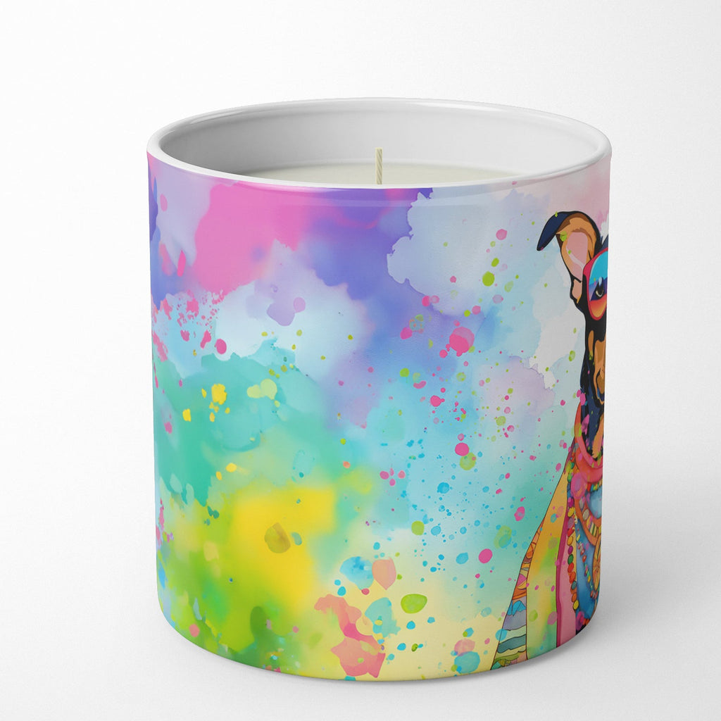 Doberman Pinscher Hippie Dawg Decorative Soy Candle Nature Soy Wax Essential Oil Home Decor Ideal for Bedroom Kitchen Bath Office Gift, 10 oz
