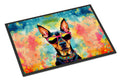 Doberman Pinscher Hippie Dawg Doormat Indoor Outdoor 18H X 27W Front Door Mat Rugs for Entryway, Non Slip Washable