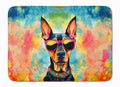 Doberman Pinscher Hippie Dawg Memory Foam Kitchen Mat Machine Washable Anti-Fatigue Cushion Comfort Bath or Kitchen Rug