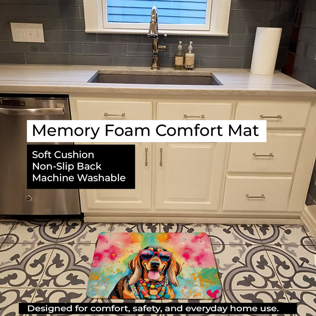 Doberman Pinscher Hippie Dawg Memory Foam Kitchen Mat Machine Washable Anti-Fatigue Cushion Comfort Bath or Kitchen Rug