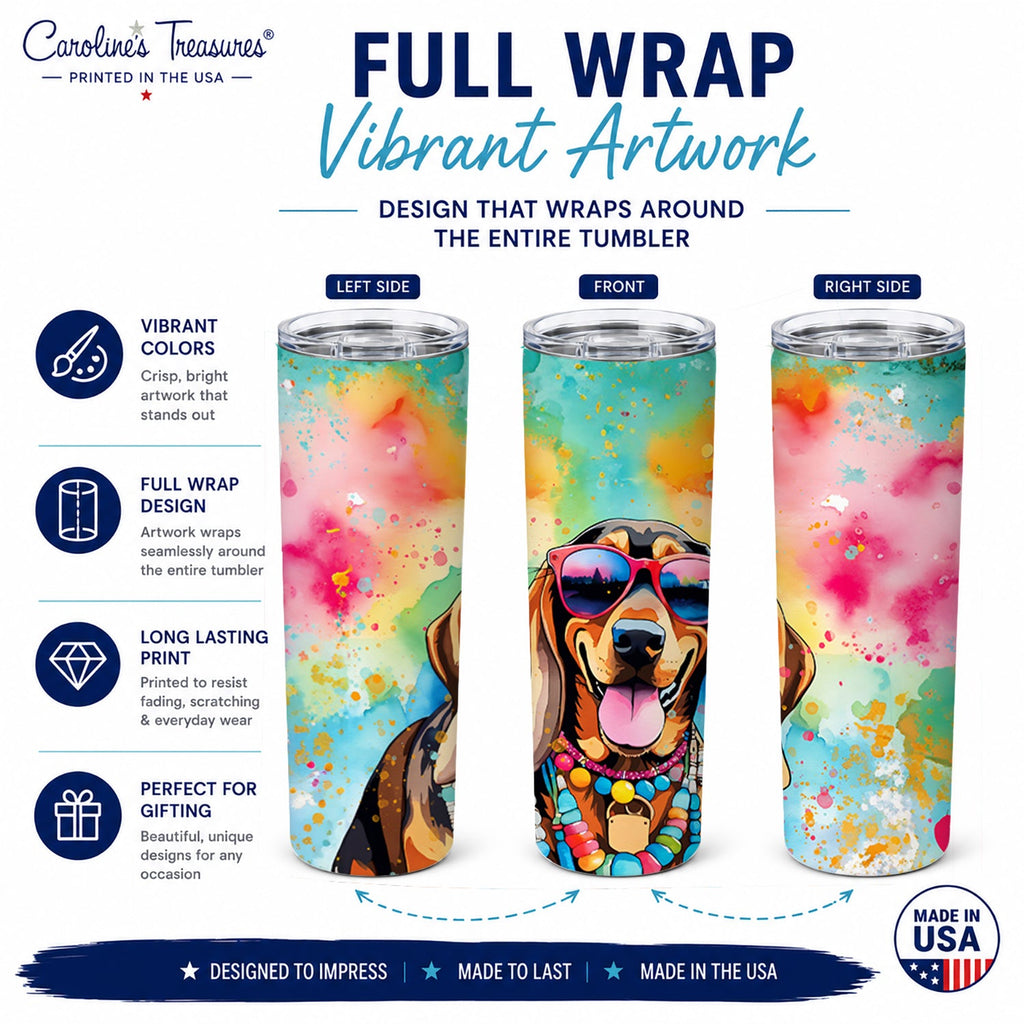 Doberman Pinscher Hippie Dawg Stainless Steel Skinny Tumbler 20 oz Vacuum Double Walled Reusable Insulated Travel Cup