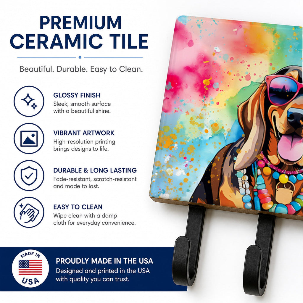 Doberman Pinscher Hippie Dawg Leash or Key Holder Wall Hooks, Coat Rack Wall Mount, for Hanging Keys, Towels, Aprons, Leashes