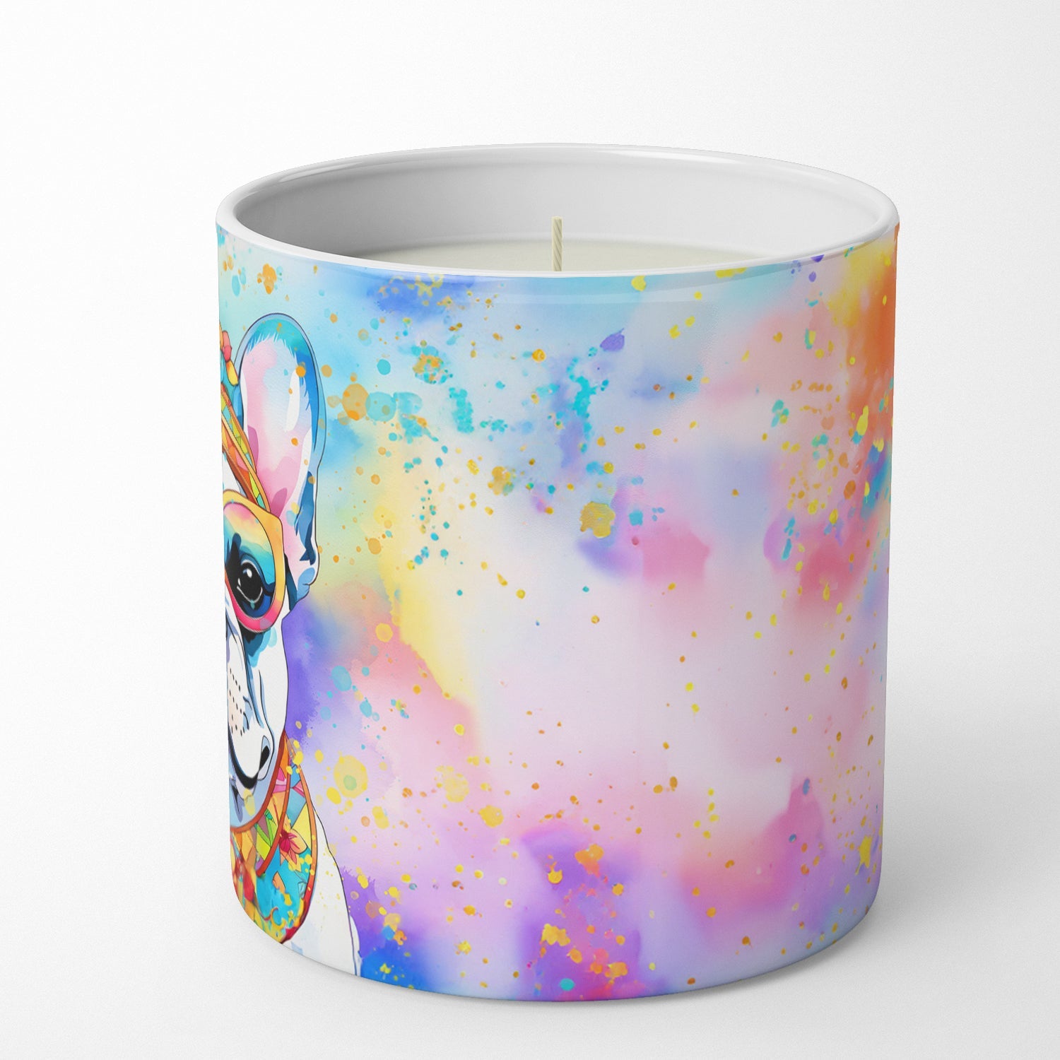 French Bulldog Hippie Dawg Decorative Soy Candle Nature Soy Wax Essential Oil Home Decor Ideal for Bedroom Kitchen Bath Office Gift, 10 oz