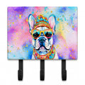 French Bulldog Hippie Dawg Leash or Key Holder Wall Hooks, Coat Rack Wall Mount, for Hanging Keys, Towels, Aprons, Leashes