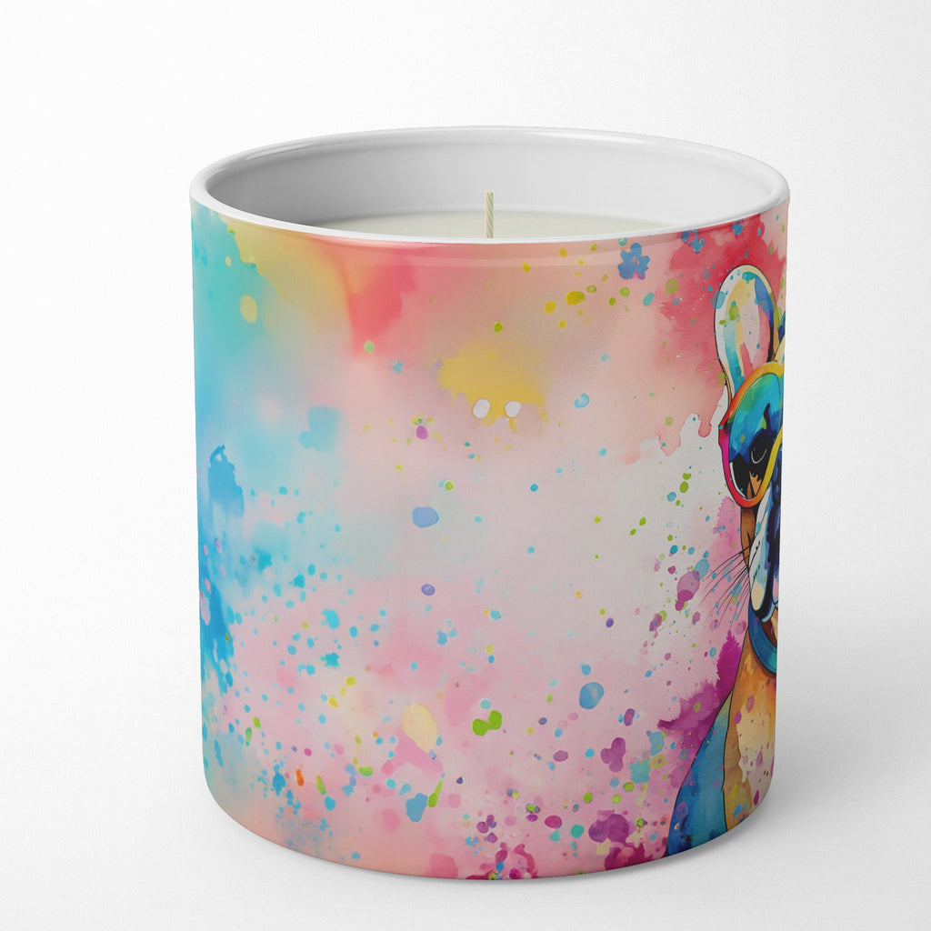French Bulldog Hippie Dawg Decorative Soy Candle Nature Soy Wax Essential Oil Home Decor Ideal for Bedroom Kitchen Bath Office Gift, 10 oz