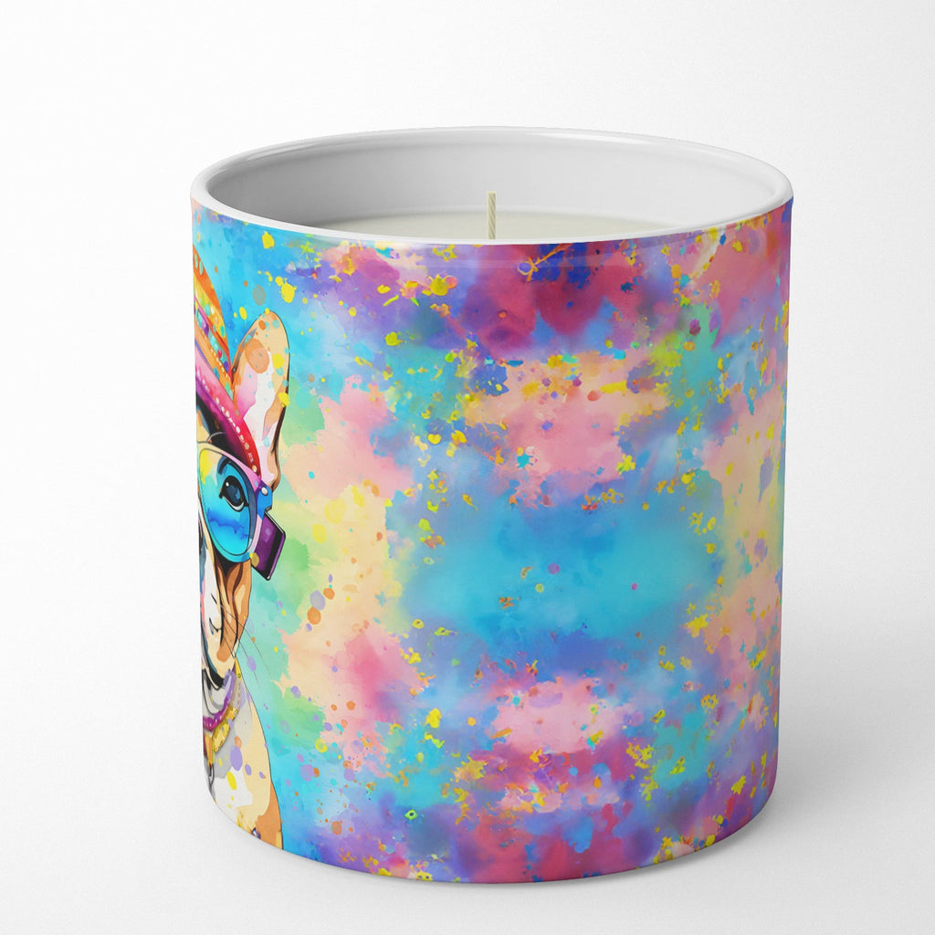 French Bulldog Hippie Dawg Decorative Soy Candle Nature Soy Wax Essential Oil Home Decor Ideal for Bedroom Kitchen Bath Office Gift, 10 oz