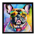 French Bulldog Hippie Dawg Framed Metal Print Bathroom, Kitchen, Office, Home Decor Wall Art Ready to Hang, Square, 8X8