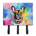 French Bulldog Hippie Dawg Leash or Key Holder Wall Hooks, Coat Rack Wall Mount, for Hanging Keys, Towels, Aprons, Leashes