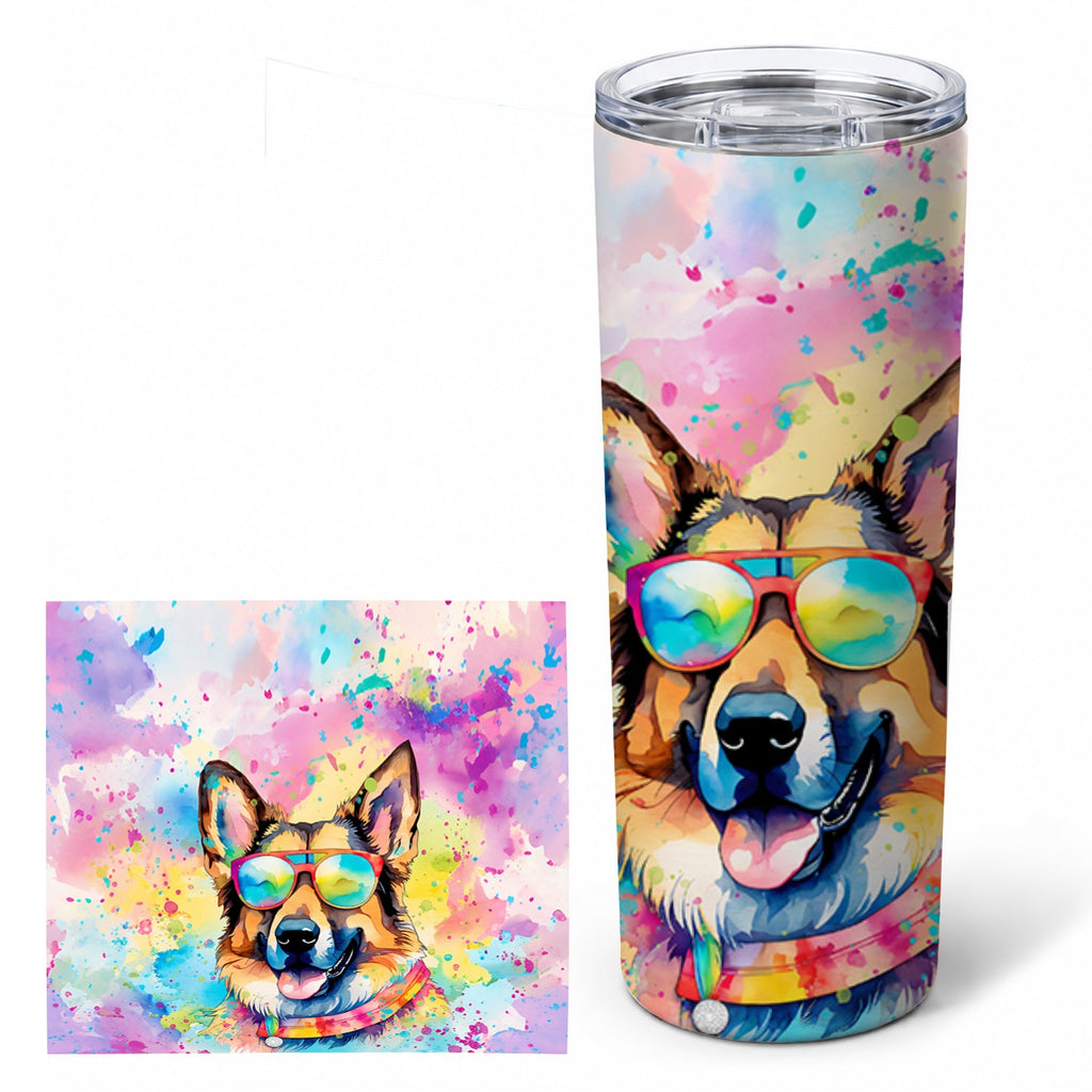 German Shepherd Hippie Dawg Stainless Steel Skinny Tumbler 20 oz Vacuum Double Walled Reusable Insulated Travel Cup