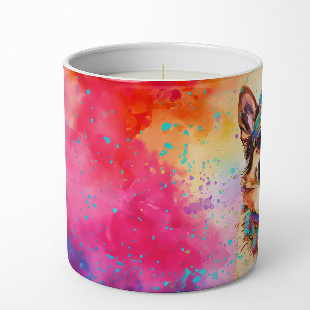 German Shepherd Hippie Dawg Decorative Soy Candle Nature Soy Wax Essential Oil Home Decor Ideal for Bedroom Kitchen Bath Office Gift, 10 oz