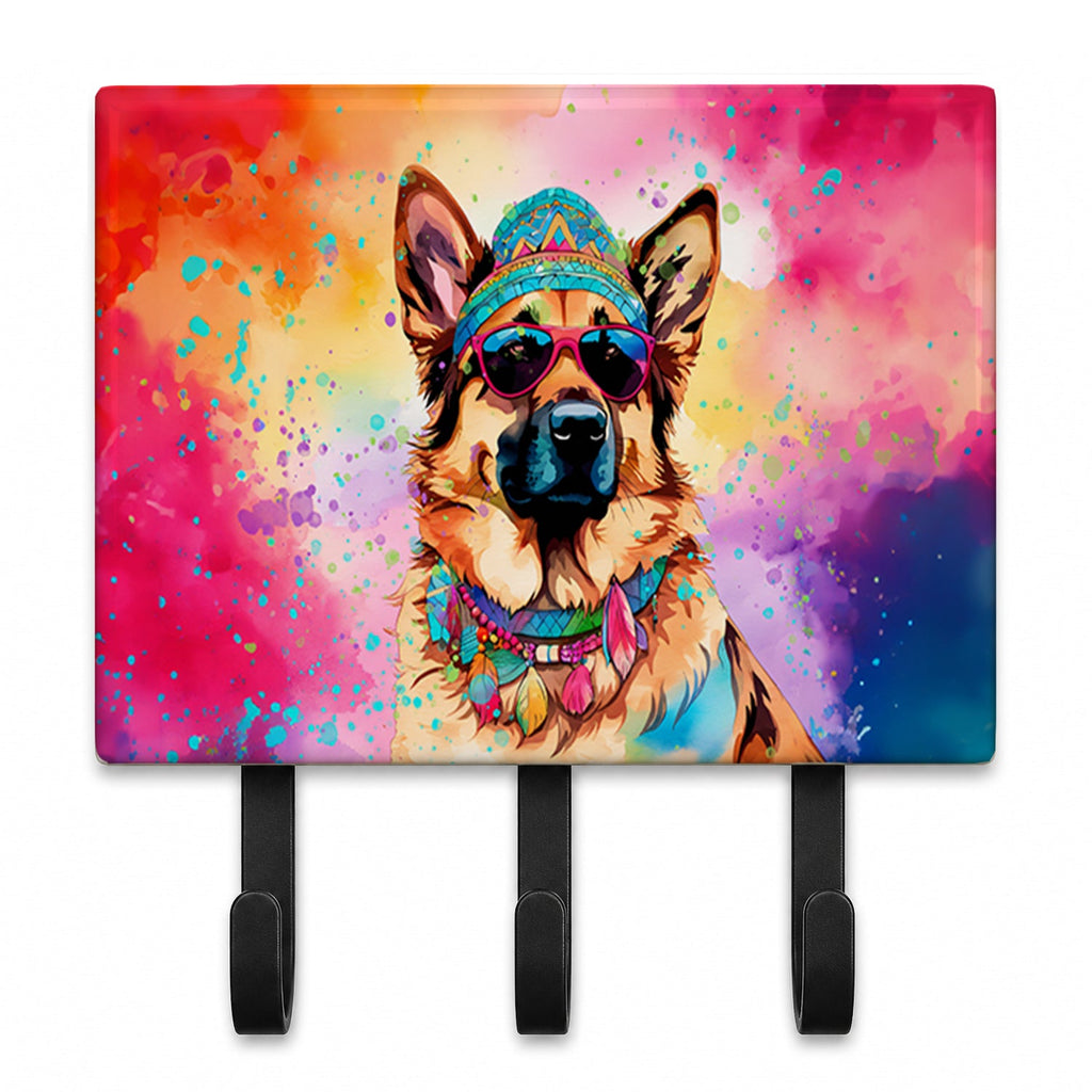 German Shepherd Hippie Dawg Leash or Key Holder Wall Hooks, Coat Rack Wall Mount, for Hanging Keys, Towels, Aprons, Leashes