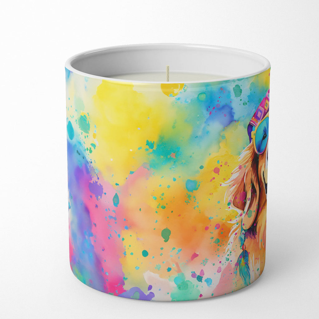 Golden Retriever Hippie Dawg Decorative Soy Candle Nature Soy Wax Essential Oil Home Decor Ideal for Bedroom Kitchen Bath Office Gift, 10 oz