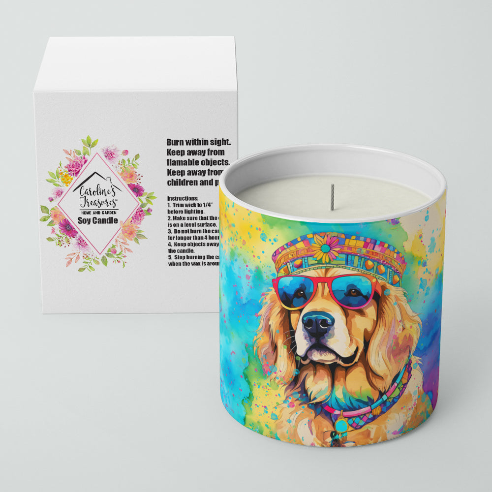 Golden Retriever Hippie Dawg Decorative Soy Candle Nature Soy Wax Essential Oil Home Decor Ideal for Bedroom Kitchen Bath Office Gift, 10 oz