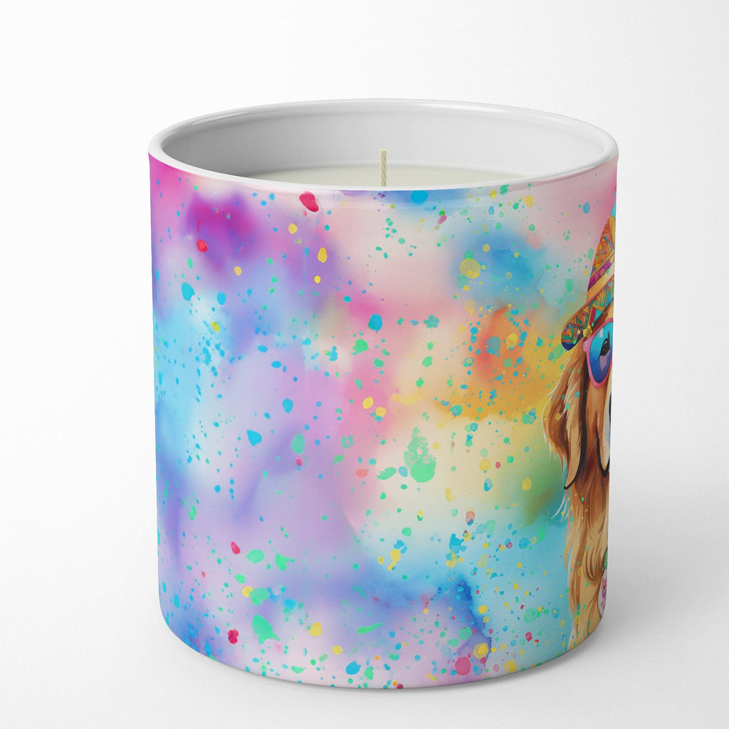 Golden Retriever Hippie Dawg Decorative Soy Candle Nature Soy Wax Essential Oil Home Decor Ideal for Bedroom Kitchen Bath Office Gift, 10 oz