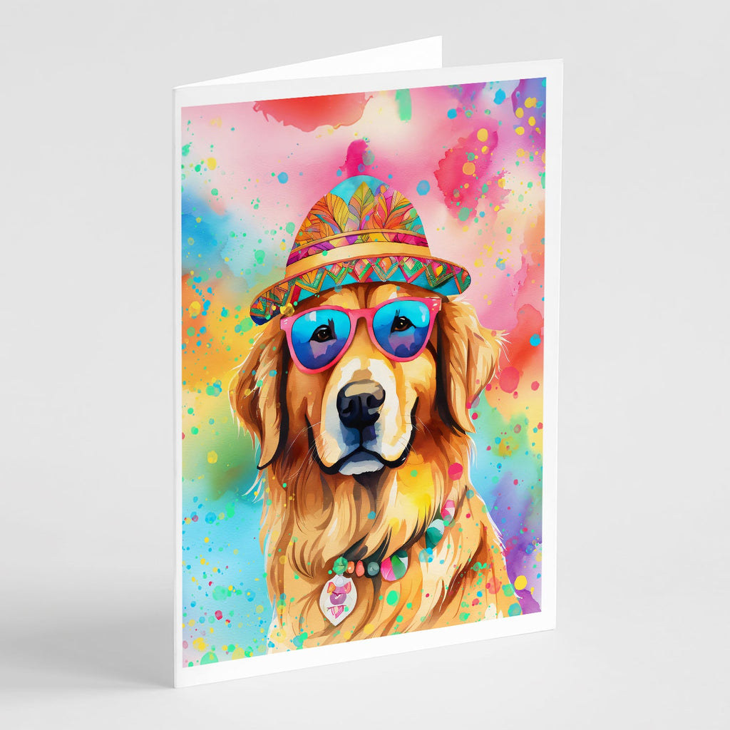 Golden Retriever Hippie Dawg Greeting Cards Pack of 8 Blank Cards with Envelopes Whimsical A7 Size 5x7