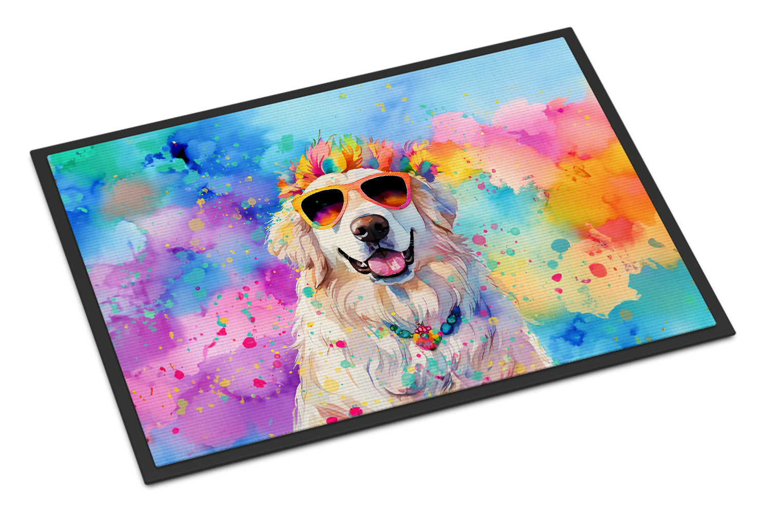 Great Pyrenees Hippie Dawg Doormat Indoor Outdoor 18H X 27W Front Door Mat Rugs for Entryway, Non Slip Washable