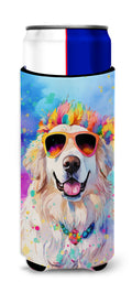 Great Pyrenees Hippie Dawg Slim Can Hugger , Insulated Foam Hugger for 12 oz Slim Cans, Beer Bottles & Water Bottles, Printed in USA