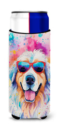 Great Pyrenees Hippie Dawg Slim Can Hugger , Insulated Foam Hugger for 12 oz Slim Cans, Beer Bottles & Water Bottles, Printed in USA
