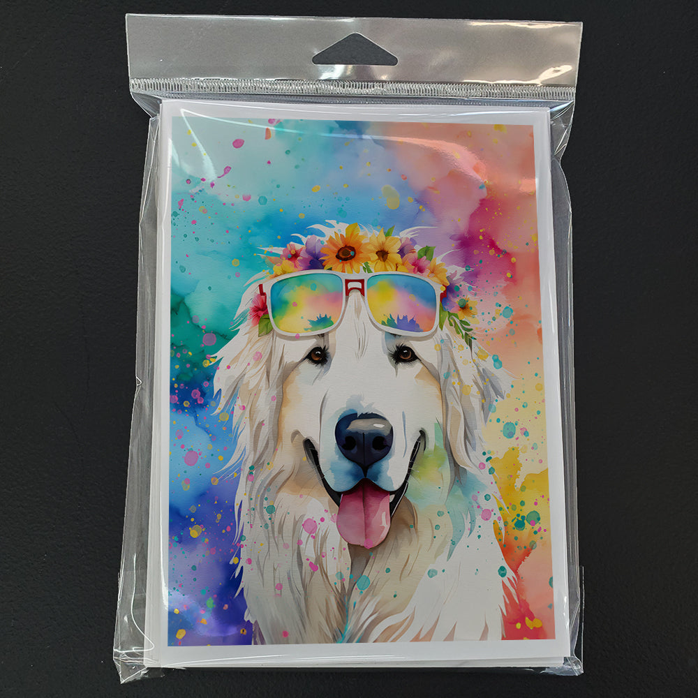Great Pyrenees Hippie Dawg Greeting Cards Pack of 8 Blank Cards with Envelopes Whimsical A7 Size 5x7
