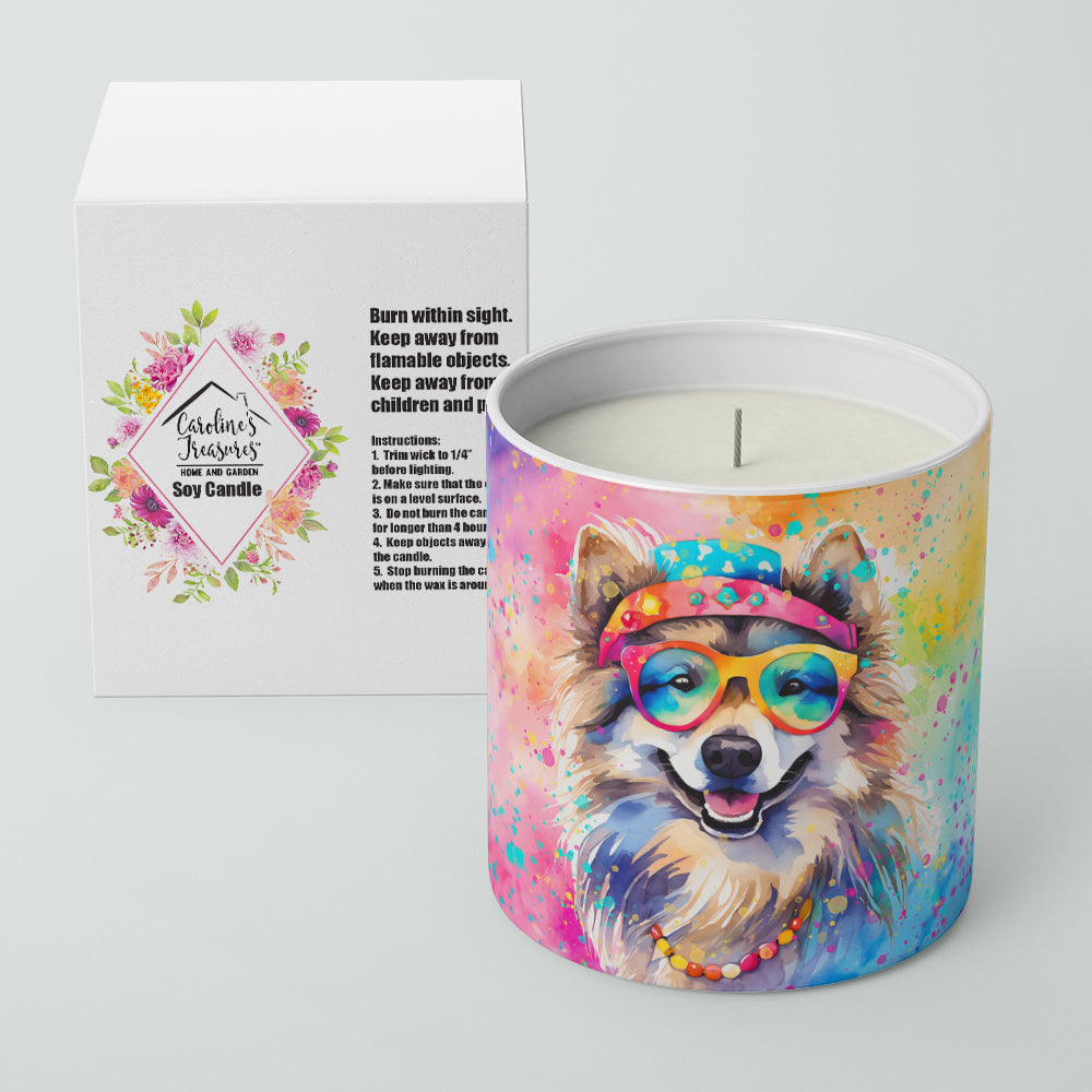 Keeshond Hippie Dawg Decorative Soy Candle Nature Soy Wax Essential Oil Home Decor Ideal for Bedroom Kitchen Bath Office Gift, 10 oz