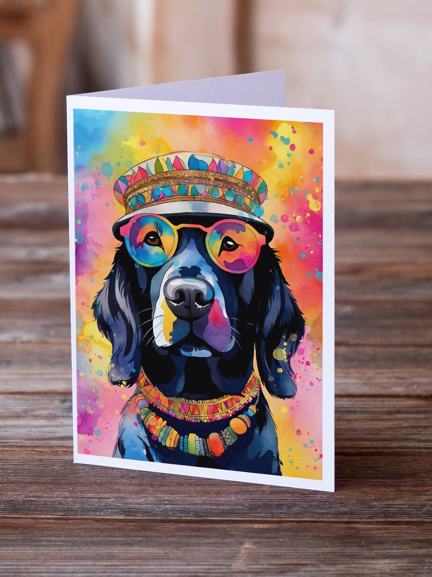 Black Labrador Hippie Dawg Greeting Cards Pack of 8 Blank Cards with Envelopes Whimsical A7 Size 5x7