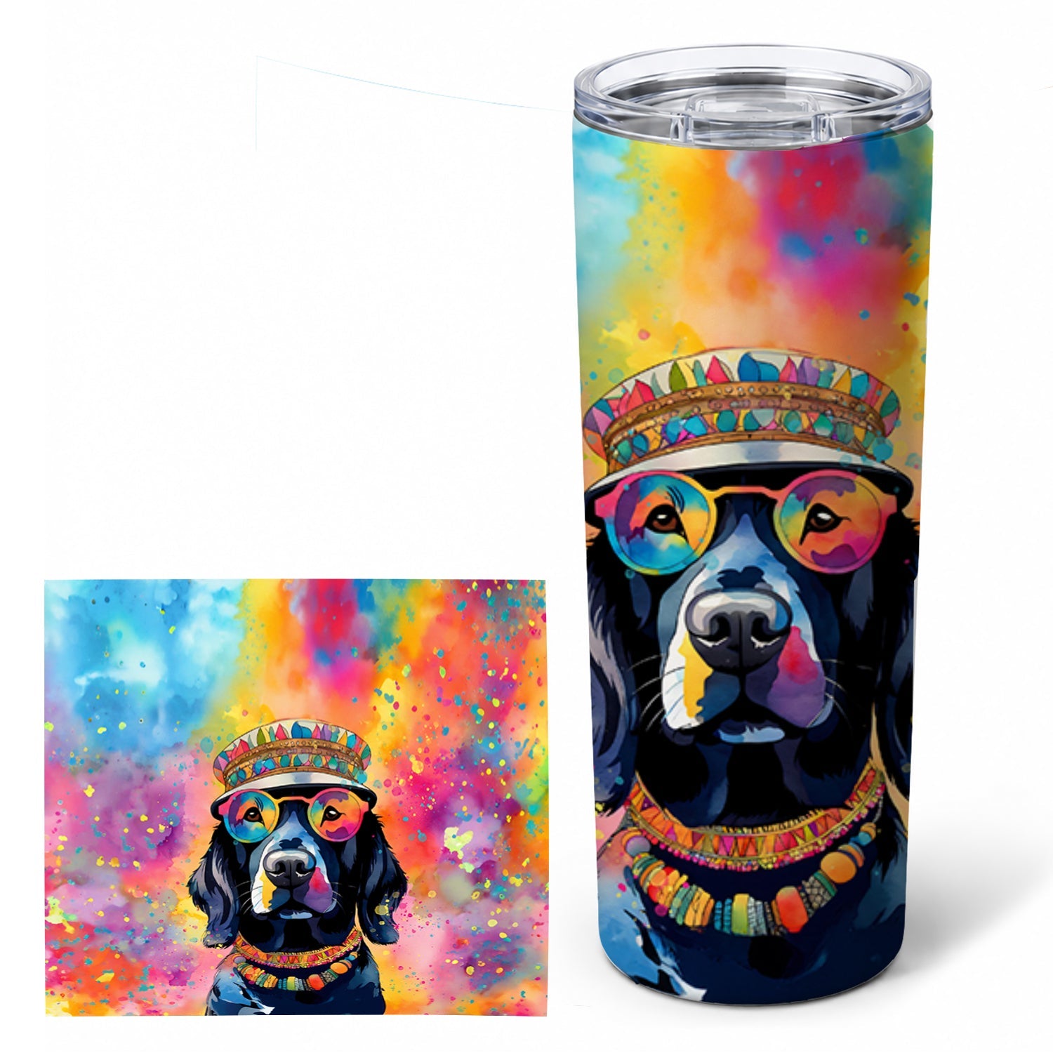 Black Labrador Hippie Dawg Stainless Steel Skinny Tumbler 20 oz Vacuum Double Walled Reusable Insulated Travel Cup