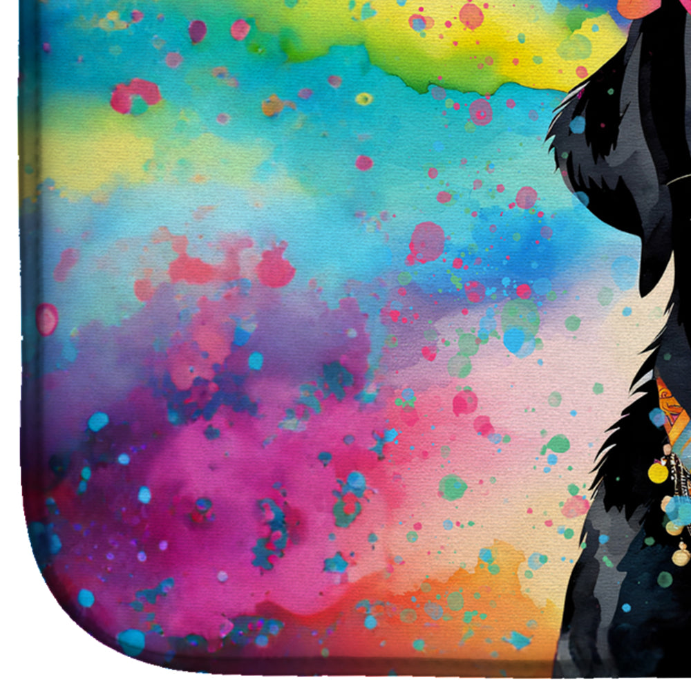 Black Labrador Hippie Dawg Dish Drying Mat Absorbent Dish Drying Mat Pad for Kitchen Counter Dish Drainer Mat for Countertop, 14 x 21", Multicolor