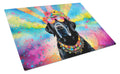 Black Labrador Hippie Dawg Cutting Board Tempered Glass Kitchen Cutting Surface, Heat Resistant Chopping, Non-Slip Feet, Food Prep & Serving