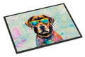 Chocolate Labrador Hippie Dawg Doormat Indoor Outdoor 18H X 27W Front Door Mat Rugs for Entryway, Non Slip Washable
