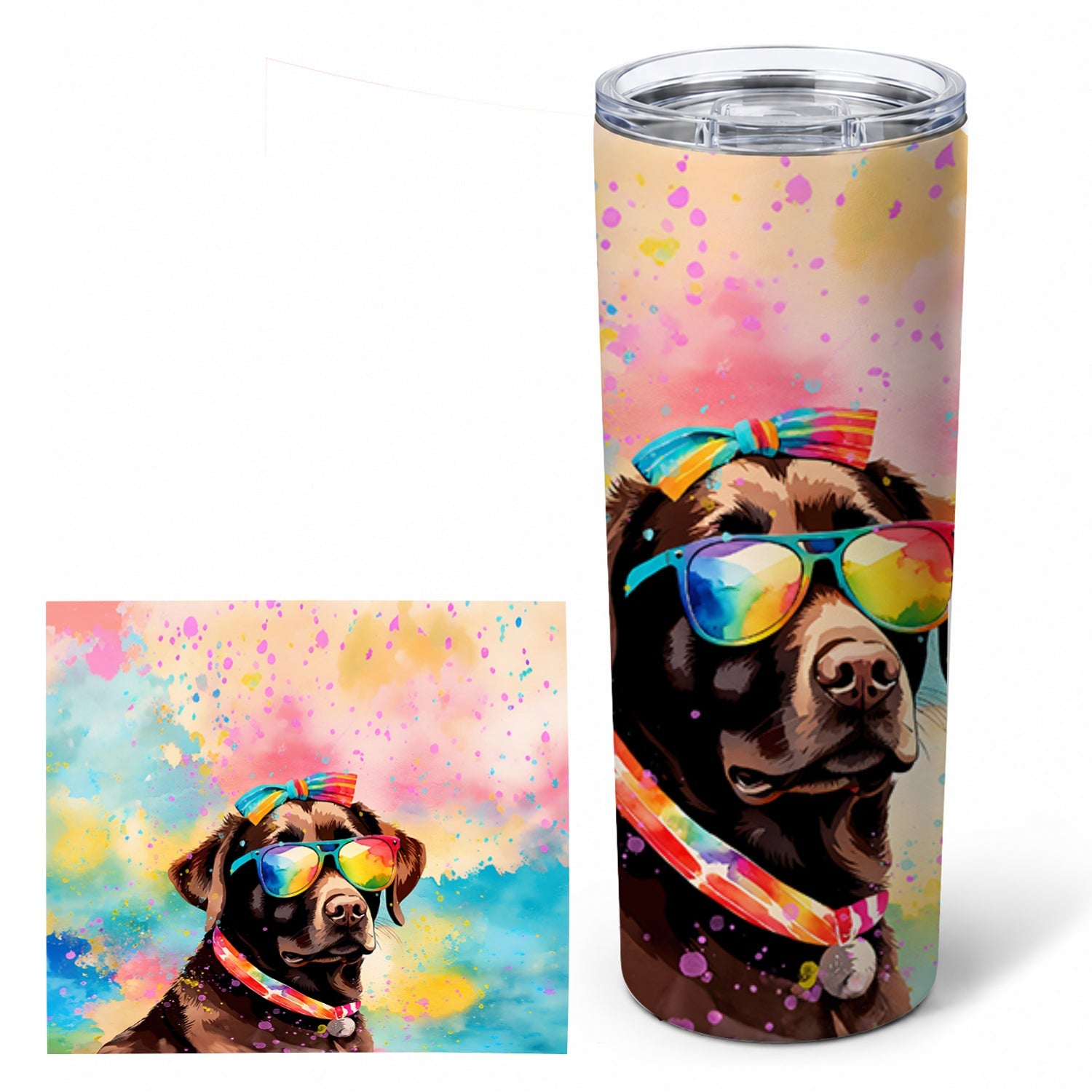 Chocolate Labrador Hippie Dawg Stainless Steel Skinny Tumbler 20 oz Vacuum Double Walled Reusable Insulated Travel Cup