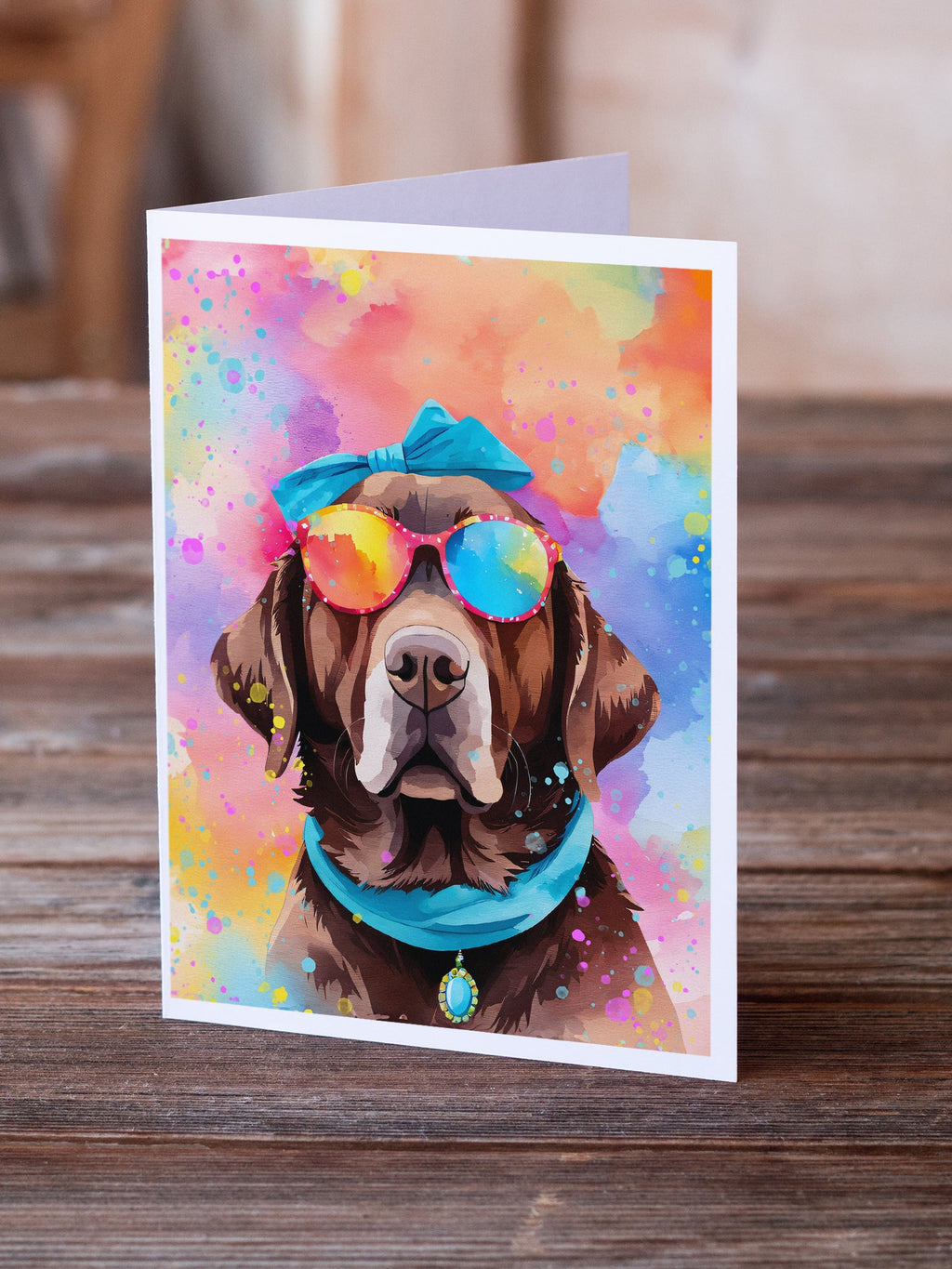 Chocolate Labrador Hippie Dawg Greeting Cards Pack of 8 Blank Cards with Envelopes Whimsical A7 Size 5x7