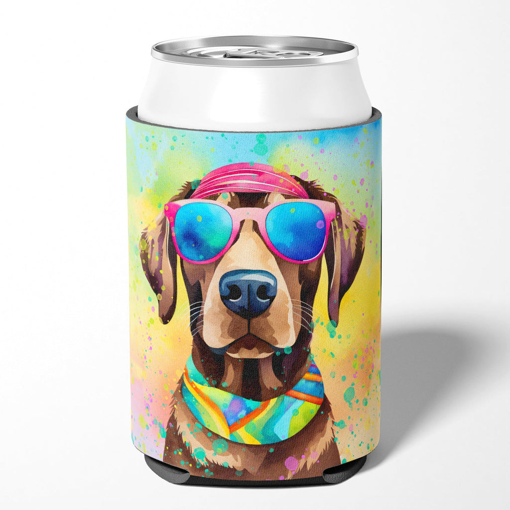 Chocolate Labrador Hippie Dawg Can or Bottle Hugger Cooler Sleeve for Standard 12 oz Cans, Insulated Foam Beer & Soda Can Hugger Reusable