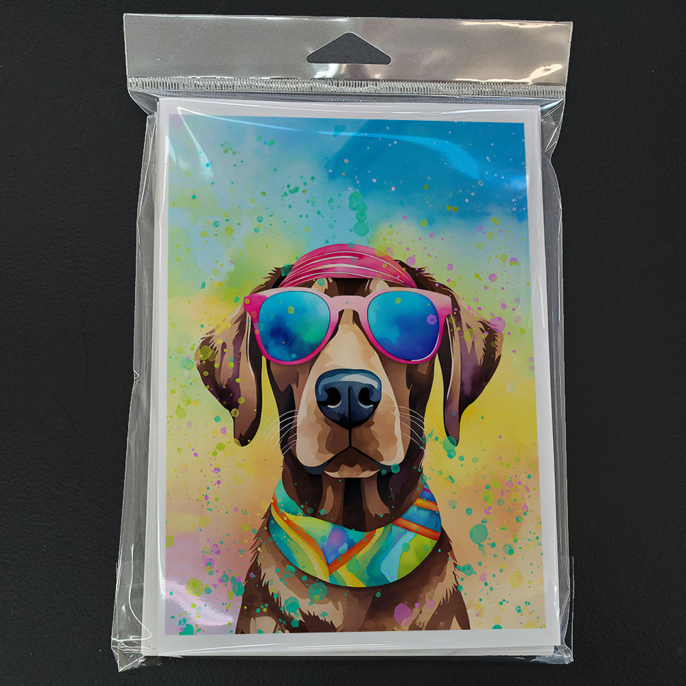 Chocolate Labrador Hippie Dawg Greeting Cards Pack of 8 Blank Cards with Envelopes Whimsical A7 Size 5x7