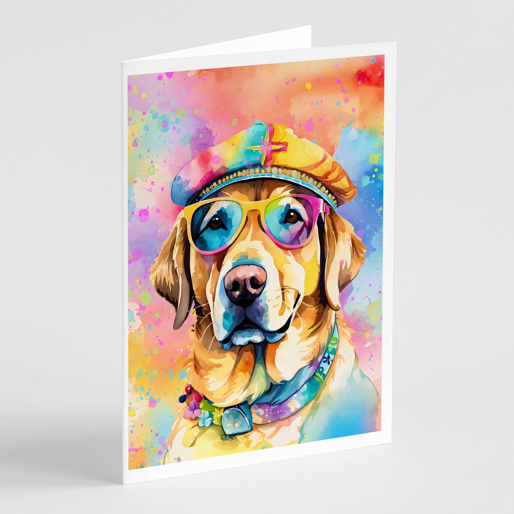 Yellow Labrador Hippie Dawg Greeting Cards Pack of 8 Blank Cards with Envelopes Whimsical A7 Size 5x7