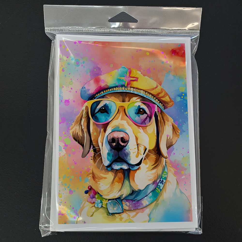 Yellow Labrador Hippie Dawg Greeting Cards Pack of 8 Blank Cards with Envelopes Whimsical A7 Size 5x7