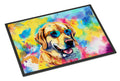 Yellow Labrador Hippie Dawg Doormat Indoor Outdoor 24H X 36W Front Door Mat Rugs for Entryway, Non Slip Washable Low Pile,