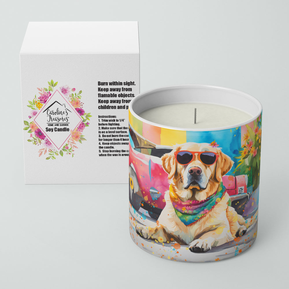 Yellow Labrador Hippie Dawg Decorative Soy Candle Nature Soy Wax Essential Oil Home Decor Ideal for Bedroom Kitchen Bath Office Gift, 10 oz