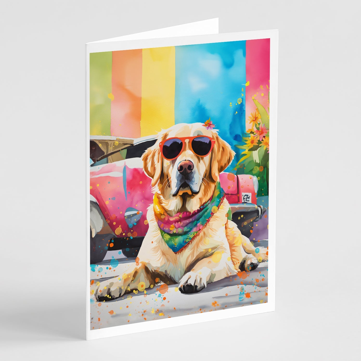 Yellow Labrador Hippie Dawg Greeting Cards Pack of 8 Blank Cards with Envelopes Whimsical A7 Size 5x7