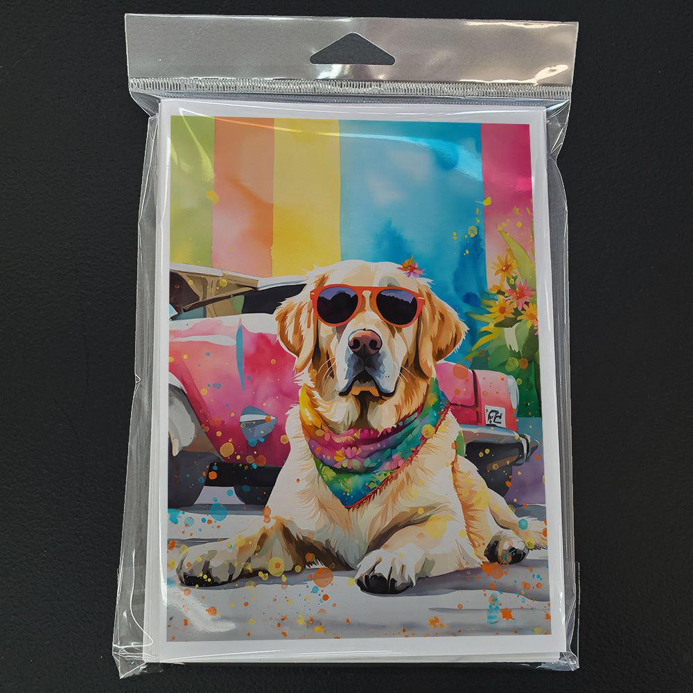 Yellow Labrador Hippie Dawg Greeting Cards Pack of 8 Blank Cards with Envelopes Whimsical A7 Size 5x7