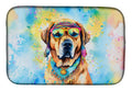 Mastiff Hippie Dawg Dish Drying Mat Absorbent Dish Drying Mat Pad for Kitchen Counter Dish Drainer Mat for Countertop, 14 x 21", Multicolor