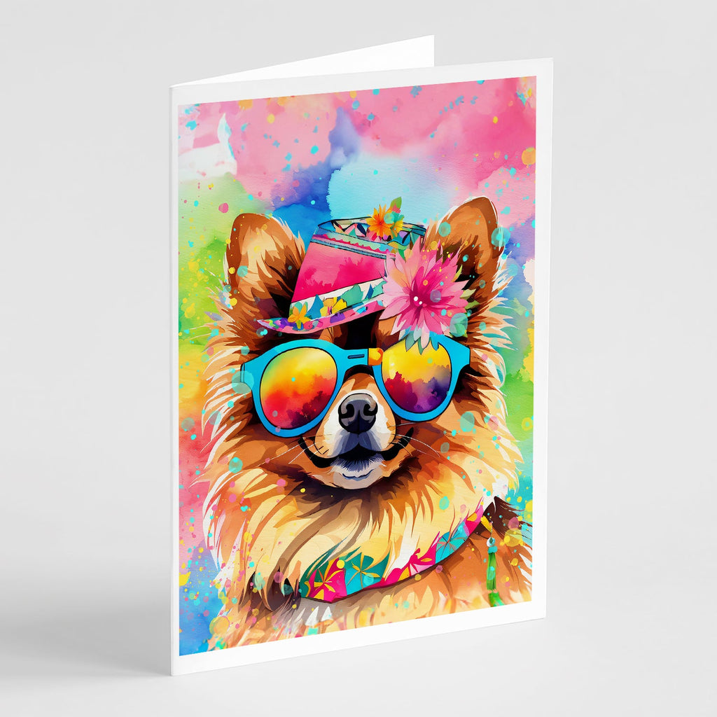 Pomeranian Hippie Dawg Greeting Cards Pack of 8 Blank Cards with Envelopes Whimsical A7 Size 5x7