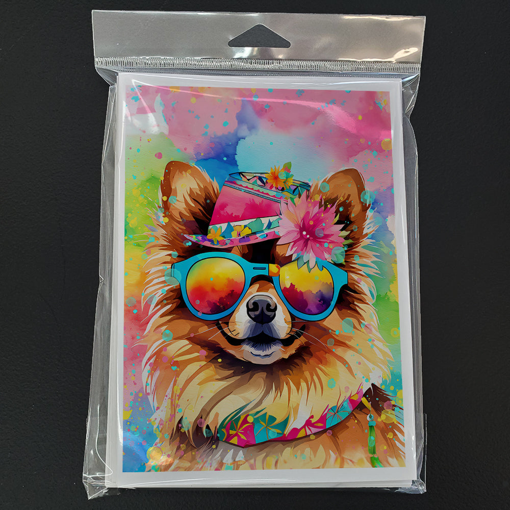 Pomeranian Hippie Dawg Greeting Cards Pack of 8 Blank Cards with Envelopes Whimsical A7 Size 5x7