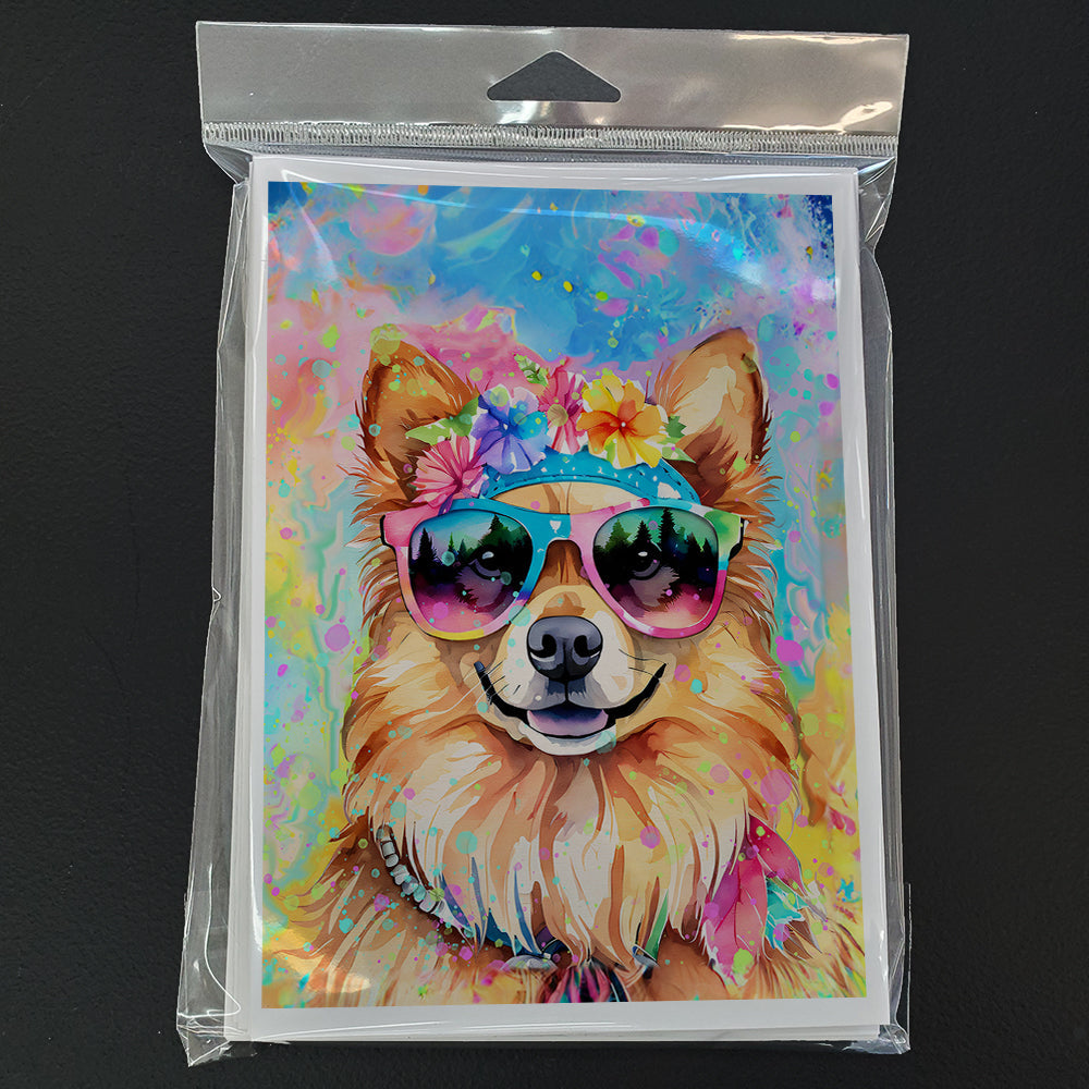 Pomeranian Hippie Dawg Greeting Cards Pack of 8 Blank Cards with Envelopes Whimsical A7 Size 5x7