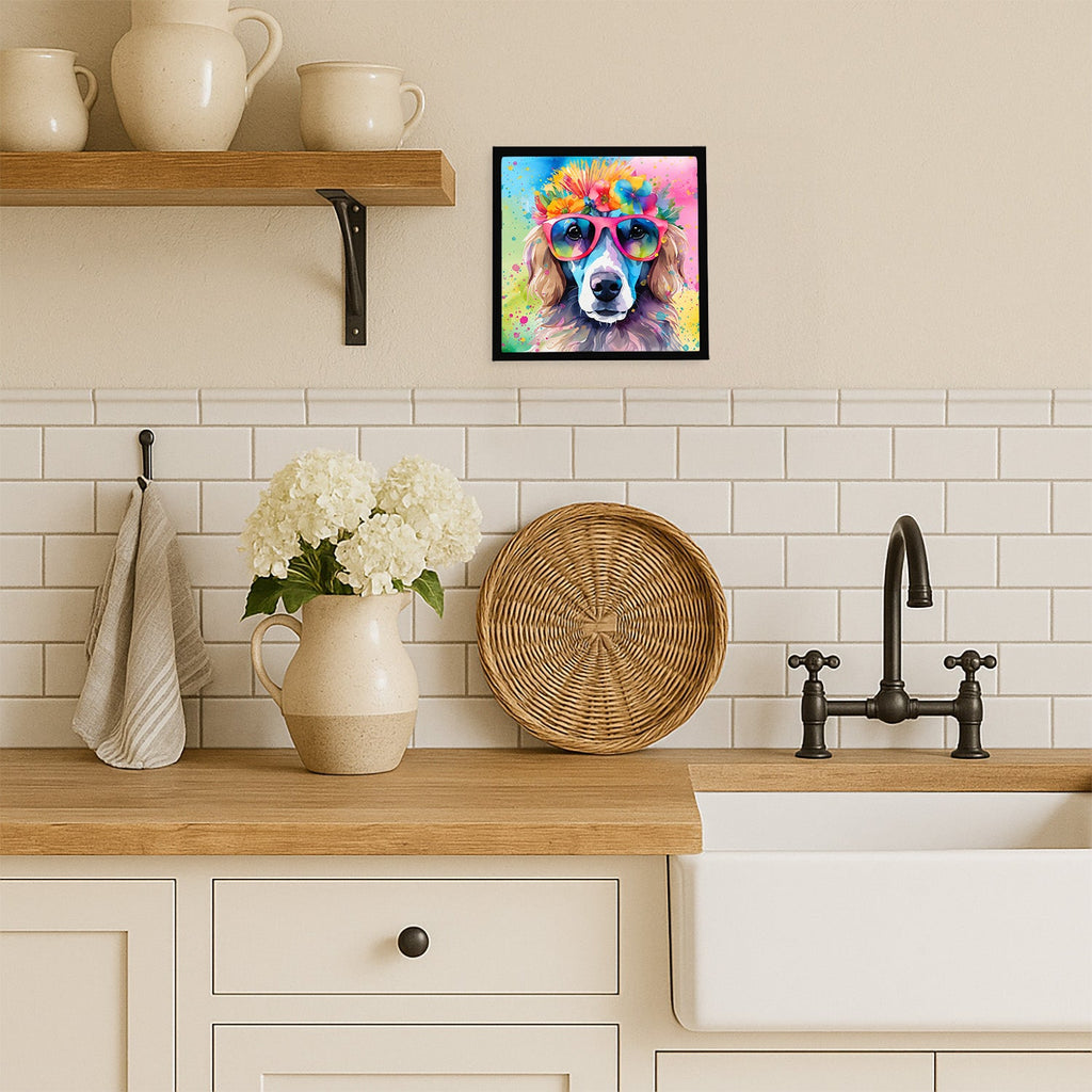 Poodle Hippie Dawg Framed Metal Print Bathroom, Kitchen, Office, Home Decor Wall Art Ready to Hang, Square, 8X8