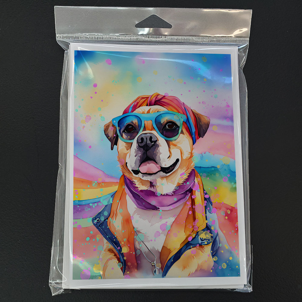 Pug Hippie Dawg Greeting Cards Pack of 8 Blank Cards with Envelopes Whimsical A7 Size 5x7