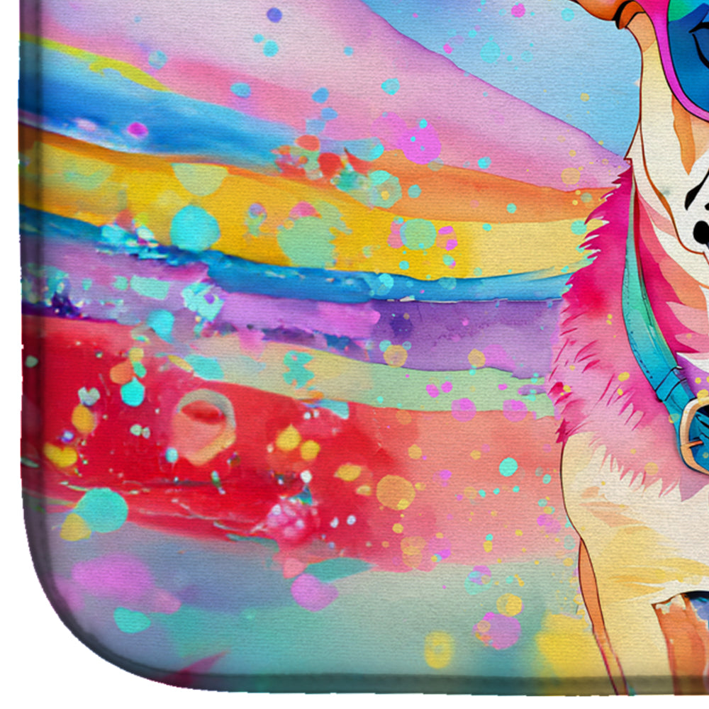 Pug Hippie Dawg Dish Drying Mat Absorbent Dish Drying Mat Pad for Kitchen Counter Dish Drainer Mat for Countertop, 14 x 21", Multicolor
