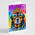 Rottweiler Hippie Dawg Greeting Cards Pack of 8 Blank Cards with Envelopes Whimsical A7 Size 5x7