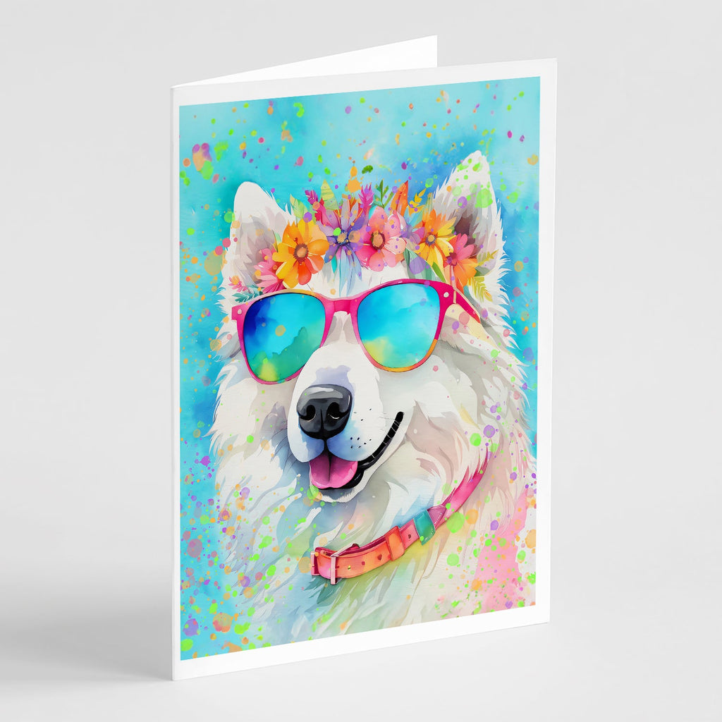 Samoyed Hippie Dawg Greeting Cards Pack of 8 Blank Cards with Envelopes Whimsical A7 Size 5x7