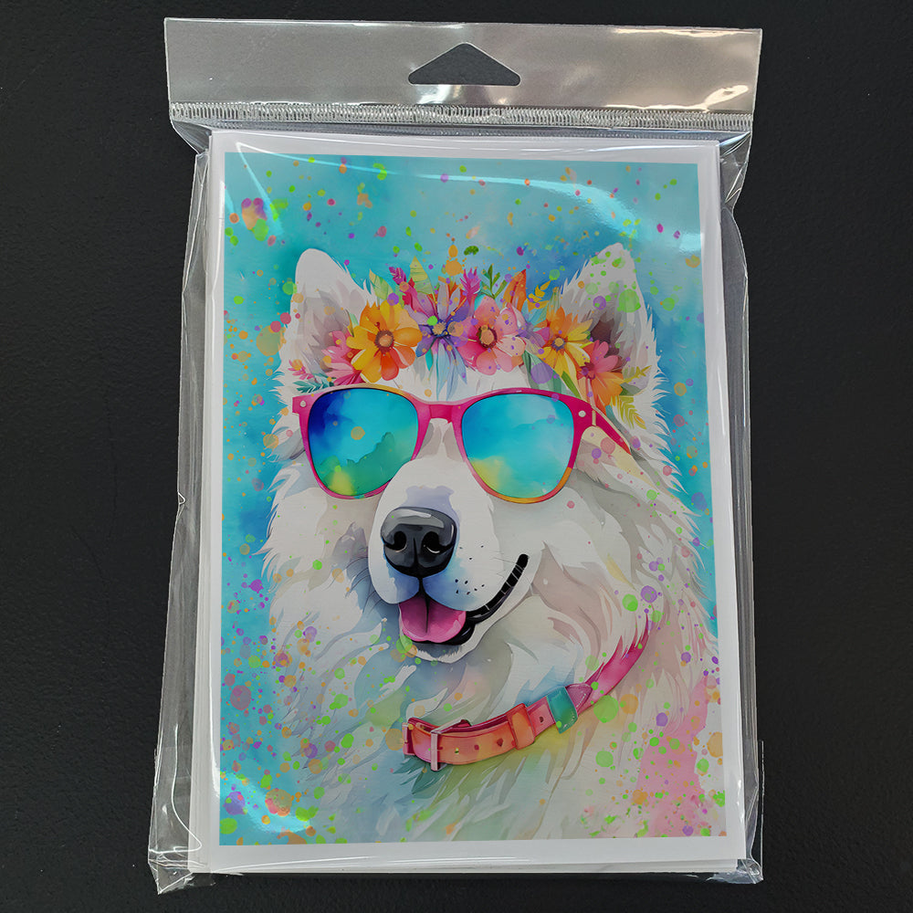 Samoyed Hippie Dawg Greeting Cards Pack of 8 Blank Cards with Envelopes Whimsical A7 Size 5x7